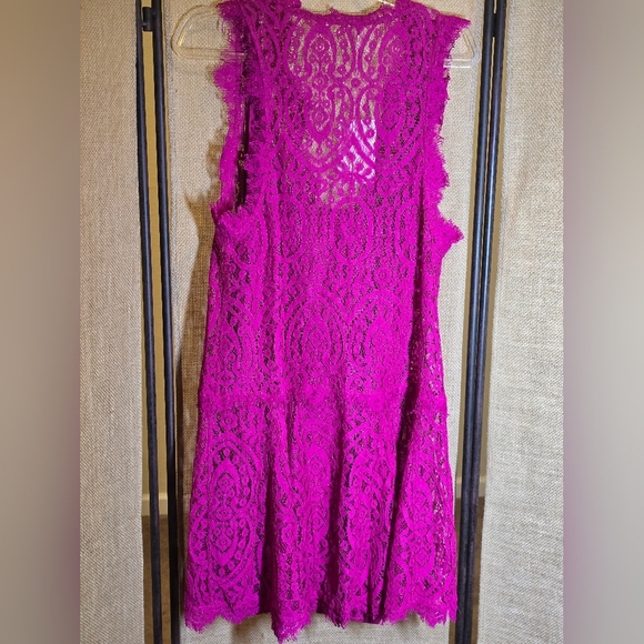 Free People Lined Magenta Lace Dress Size Small NWT - Picture 3 of 6